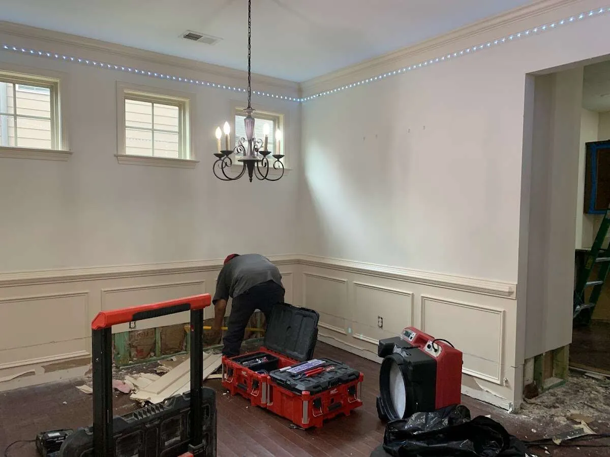Restoration technician with professional equipment in Baltimore Highlands